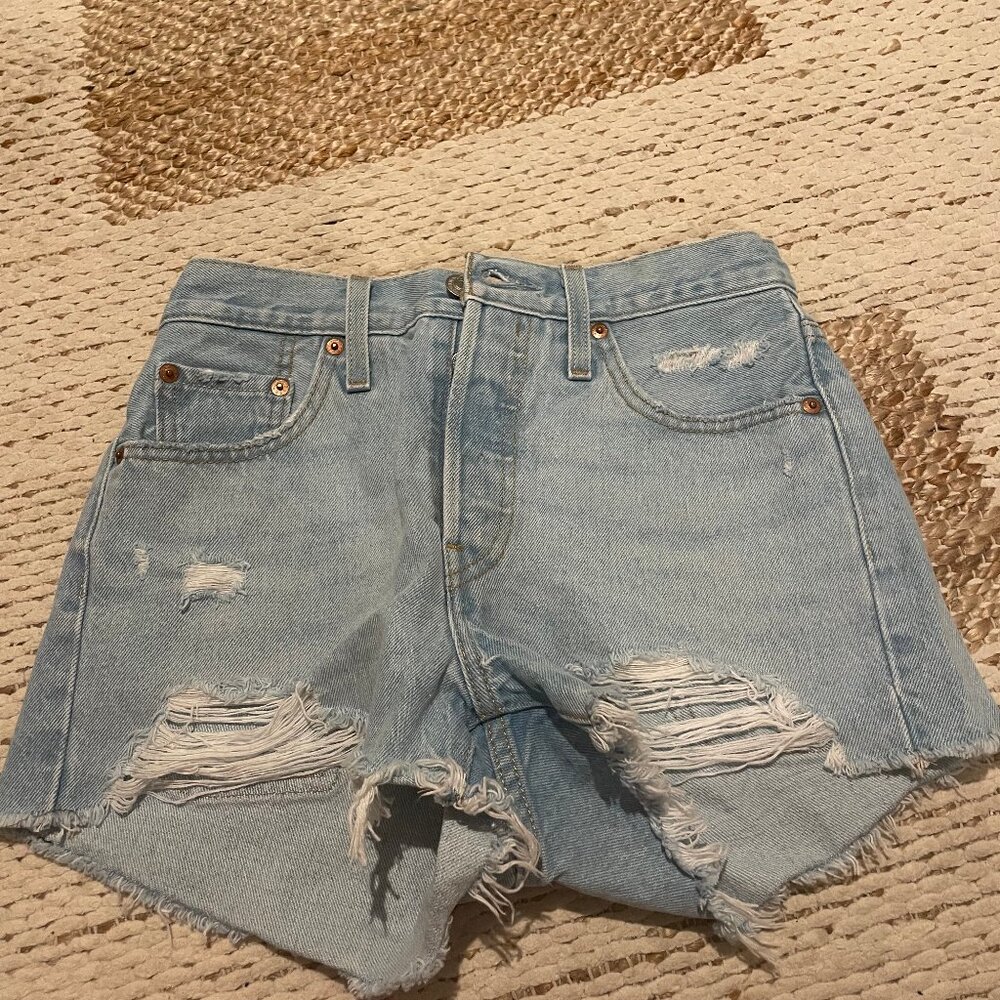 Levi's Light Blue Wash Denim 501 Shorts, Size 25, Worn Once